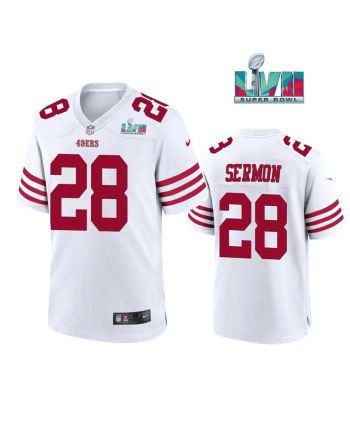 Trey Sermon 28 San Francisco 49Ers Super Bowl LVII Men Game Jersey- White