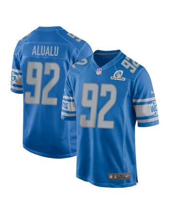 Tyson Alualu 92 Detroit Lions 2024 Divisional Patch Game Men Jersey - Blue