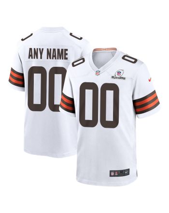 Cleveland Browns 2023 Playoffs Patch Game Men Custom Jersey - White