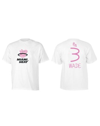 Dwyane Wade 3 Miami Heat Pig Print T-Shirt - White