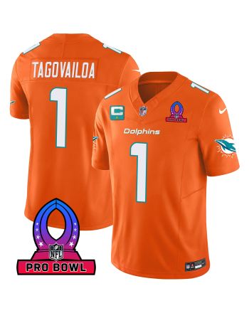 Tua Tagovailoa 1 Miami Dolphins 2024 Pro Bowl Patch Game Men Jersey - Orange