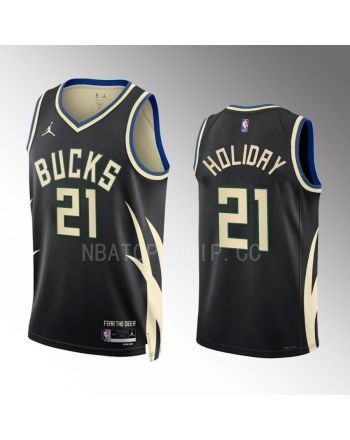 2022-23 Milwaukee Bucks Jrue Holiday 21 Black Statement Edition Men Jersey