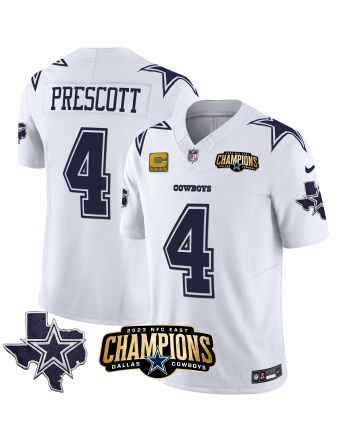 Dak Prescott 4 Dallas Cowboys 2023 NFC East Champions Patch Game Men Jersey - White