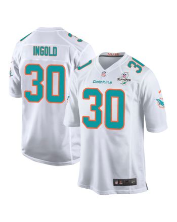 Alec Ingold 30 Miami Dolphins 2023 Playoffs Patch Game Men Jersey - White