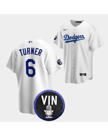 Trea Turner Honor Vin Scully Los Angeles Dodgers White 6 Jersey