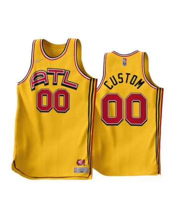 Custom 00 2022-23 Atlanta Hawks Gold Earned Edition Jersey