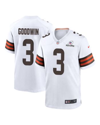 Marquise Goodwin 3 Cleveland Browns 2023 Playoffs Patch Game Men Jersey - White