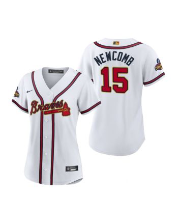 Women's Sean Newcomb 15 Atlanta Braves White 2022-23 Gold Program Jersey