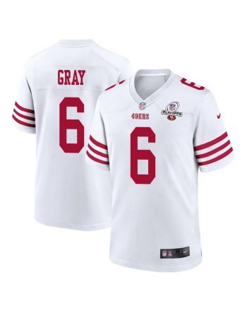 Danny Gray 6 San Francisco 49ers 2023 Playoffs Patch Game Men Jersey - White