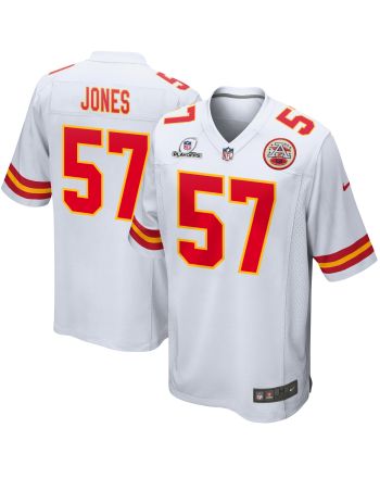 Truman Jones 57 Kansas City Chiefs 2023 Playoffs Patch Game Men Jersey - White