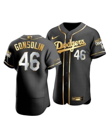 Men's Los Angeles Dodgers Tony Gonsolin 46 2020 World Series Champions Golden Jersey Black