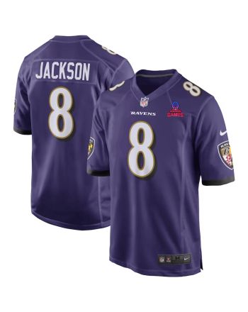 Lamar Jackson 8 Baltimore Ravens 2024 Pro Bowl Patch Game Men Jersey - Purple