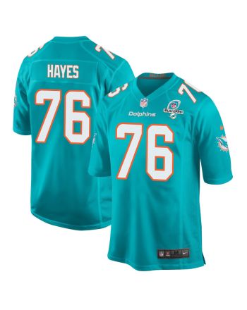 Ryan Hayes 76 Miami Dolphins 2023 Playoffs Patch Game Men Jersey - Aqua