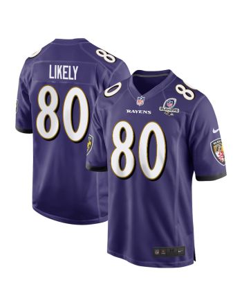 Isaiah Likely 80 Baltimore Ravens 2023 Playoffs Patch Game Men Jersey - Purple