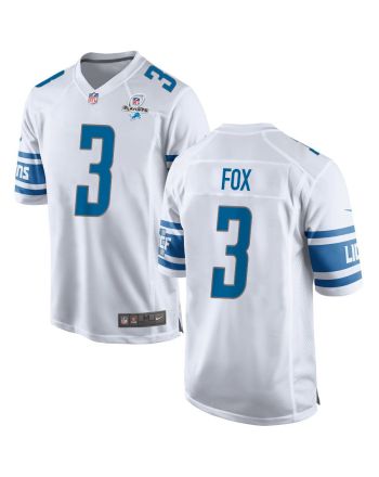 Jack Fox 3 Detroit Lions 2023 Playoffs Patch Game Men Jersey - White