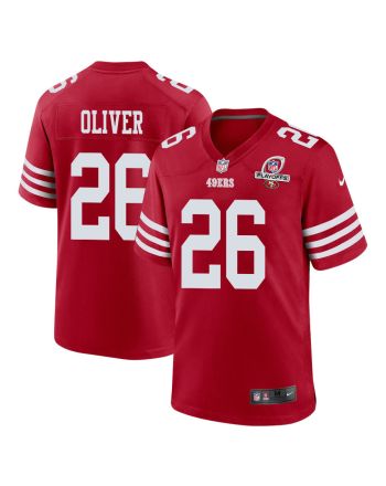 Isaiah Oliver 26 San Francisco 49ers 2023 Playoffs Patch Game Men Jersey - Scarlet