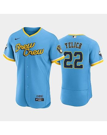 Christian Yelich 22 2022-23 City Connect Milwaukee Brewers Jersey - Powder Blue