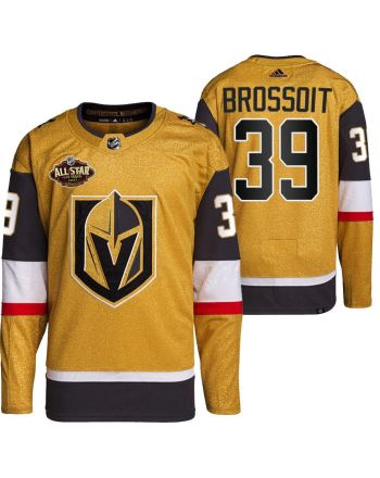 Men Vegas Golden Knights 39 Laurent Brossoit Primegreen Gold Jersey 2023 All-Star Jersey