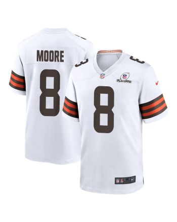 Elijah Moore 8 Cleveland Browns 2023 Playoffs Patch Game Men Jersey - White