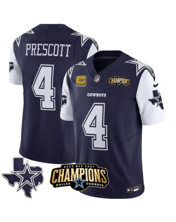 Dak Prescott 4 Dallas Cowboys 2023 NFC East Champions Patch Game Men Jersey - Navy