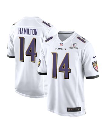 Kyle Hamilton 14 Baltimore Ravens 2024 Divisional Patch Game Men Jersey - White