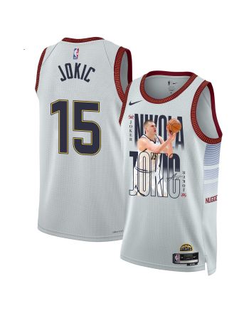 Nikola Jokic 15 Denver Nuggets Joker's Gold 2023 NBA Champions Swingman Jersey - White