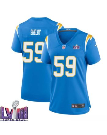 Ty Shelby 59 Los Angeles Chargers Super Bowl LVIII Women Home Game Jersey - Powder Blue