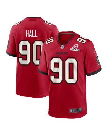 Logan Hall 90 Tampa Bay Buccaneers 2024 Divisional Patch Game Men Jersey - Red