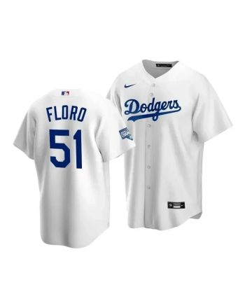 Men's Los Angeles Dodgers Dylan Floro 51 2020 World Series Champions White Home Jersey