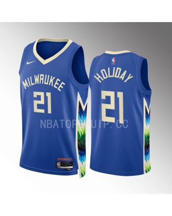 Jrue Holiday 21 2022-23 Milwaukee Bucks Blue City Edition Jersey Swingman