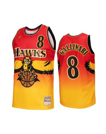 Atlanta Hawks Danilo Gallinari 8 Gold Red Fadeaway Men Jersey Hardwood Classics