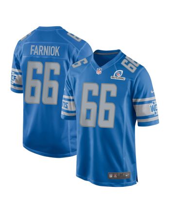 Matt Farniok 66 Detroit Lions 2024 Divisional Patch Game Men Jersey - Blue