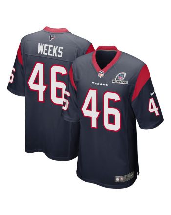 Jon Weeks 46 Houston Texans 2023 Playoffs Patch Game Men Jersey - Navy