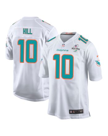 Tyreek Hill 10 Miami Dolphins 2023 Playoffs Patch Game Men Jersey - White