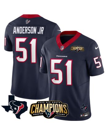 Will Anderson Jr. 51 Houston Texans 2023 AFC South Champions Patch Game Men Jersey - Navy