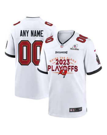 Tampa Bay Buccaneers Raise The Flags 2023 Playoffs Game Men Custom Jersey - White