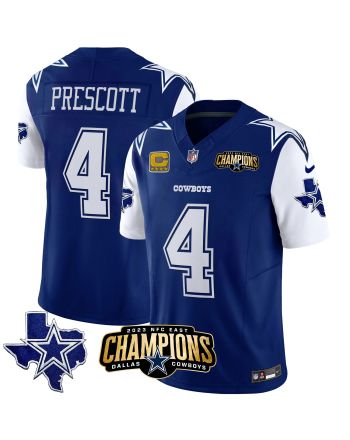 Dak Prescott 4 Dallas Cowboys 2023 NFC East Champions Patch Game Men Jersey - Royal