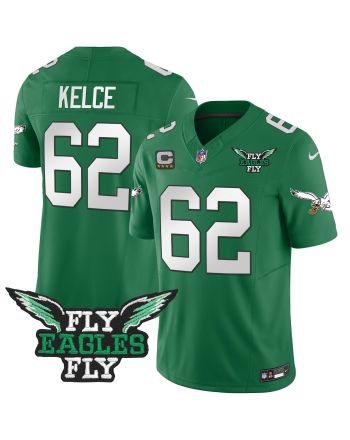 Jason Kelce 62 Philadelphia Eagles Fly Eagles Fly Patch Alternate Game Men Jersey - Kelly Green