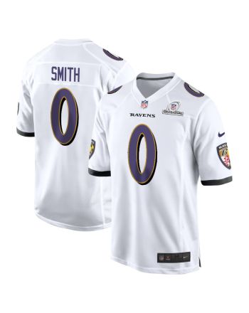 Roquan Smith 0 Baltimore Ravens 2024 Divisional Patch Game Men Jersey - White