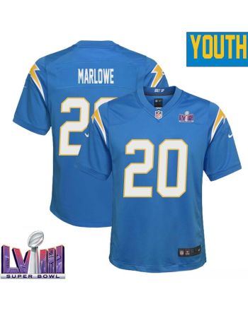 Dean Marlowe 20 Los Angeles Chargers Super Bowl LVIII YOUTH Home Game Jersey - Powder Blue