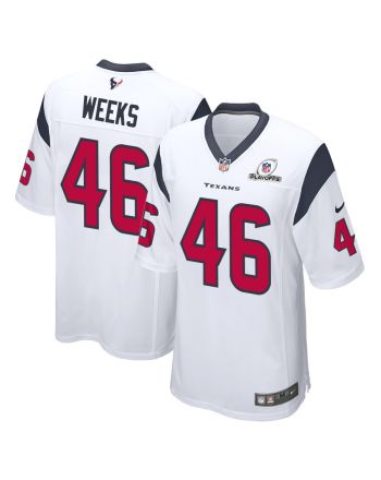 Jon Weeks 46 Houston Texans 2023 Playoffs Patch Game Men Jersey - White