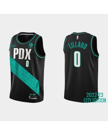 Portland Trail Blazers 0 Damian Lillard 2022-23 City Edition Black Men Jersey