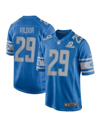 Kindle Vildor 29 Detroit Lions 2024 Divisional Patch Game Men Jersey - Blue