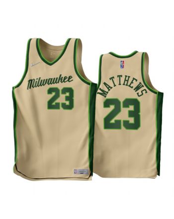 Wesley Matthews 23 2022-23 Milwaukee Bucks Cream Earned Edition Men Jersey