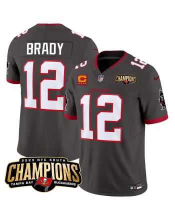 Tom Brady 12 Tampa Bay Buccaneers 2023 NFC South Champions Patch Game Men Jersey - Pewter