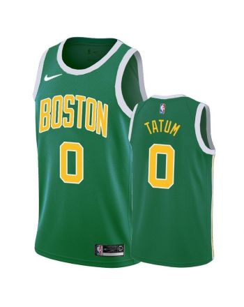 Men's Celtics Jayson Tatum 0 Male Earned Edition Green Jersey