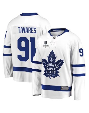 John Tavares 91 Toronto Maple Leafs Stanley Cup 2023 Playoffs Patch Away Breakaway Men Jersey - White