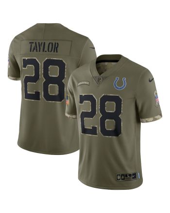 Jonathan Taylor 28 Indianapolis Colts 2022 Salute To Service Limited Jersey - Olive