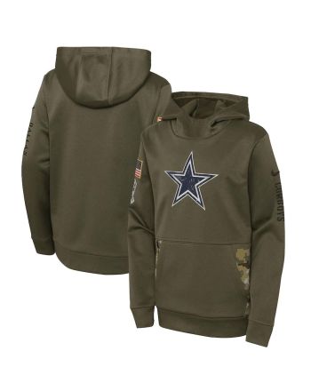 Dallas Cowboys Youth 2022 Salute To Service Performance Pullover Hoodie - Olive