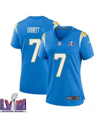 Gerald Everett 7 Los Angeles Chargers Super Bowl LVIII Women Home Game Jersey - Powder Blue